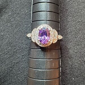 Elegant Purple and Silver Women's Ring